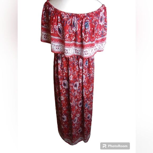 Summer Strapless L Maxi Dress Long Beach Boho Floral Off Shoulders - Picture 5 of 9